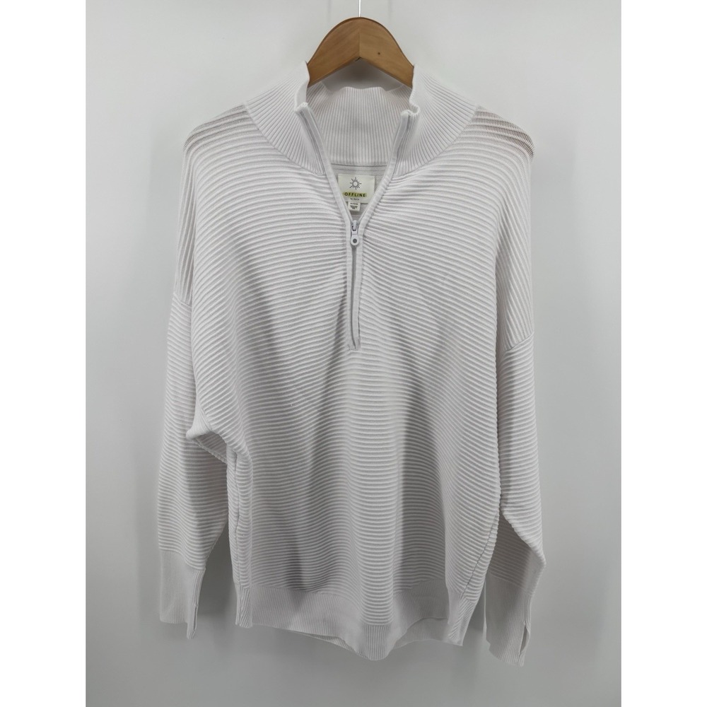 Offline by Aerie Oversized Ribbed 1/4 Zip Pullover Sz XXL Heavyweight Preppy